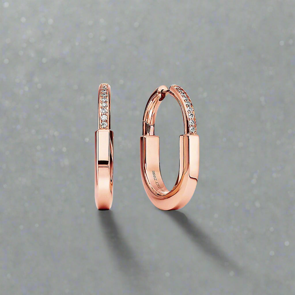 18K T Lock Diamonds Medium Earrings