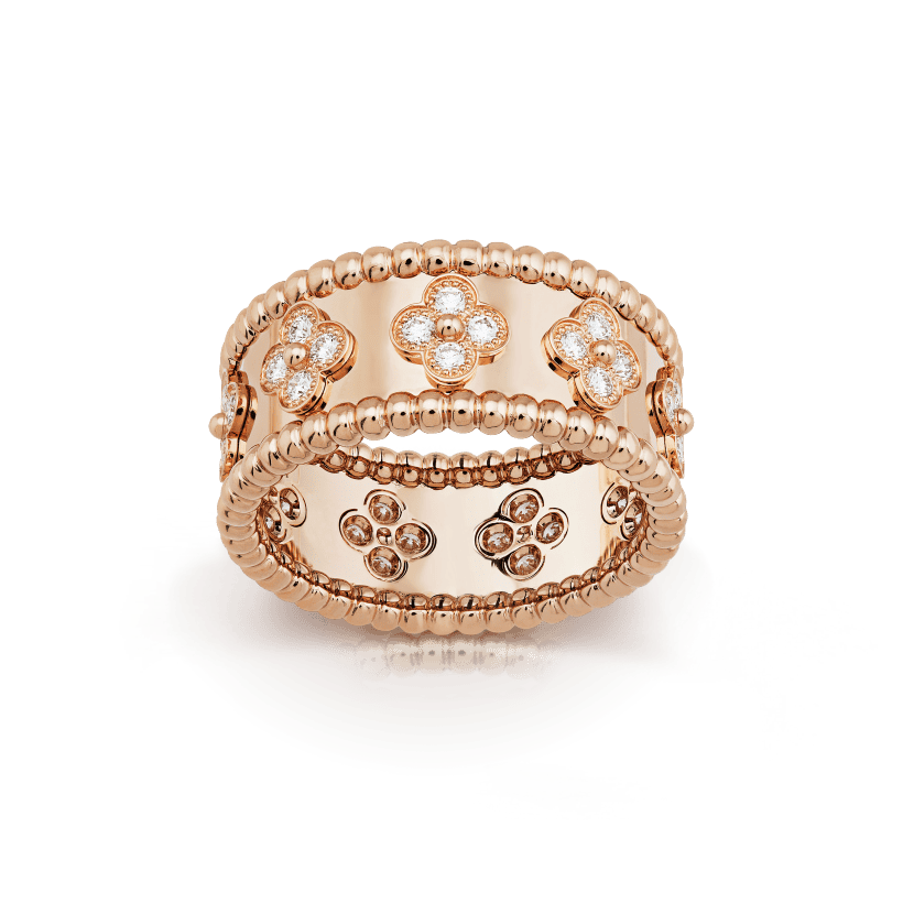 18K Perl̩e Clovers Ring