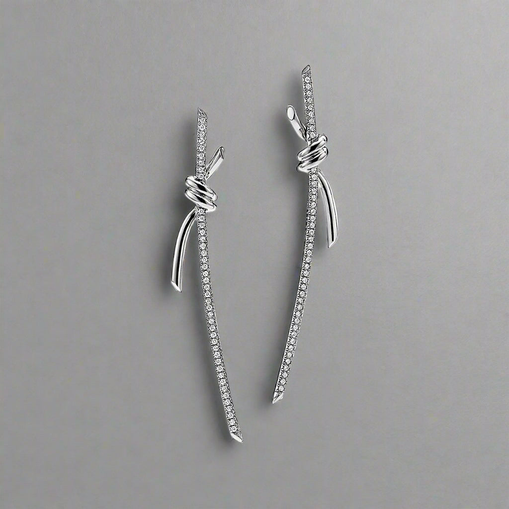 18K T Knot Drop Diamonds Earrings