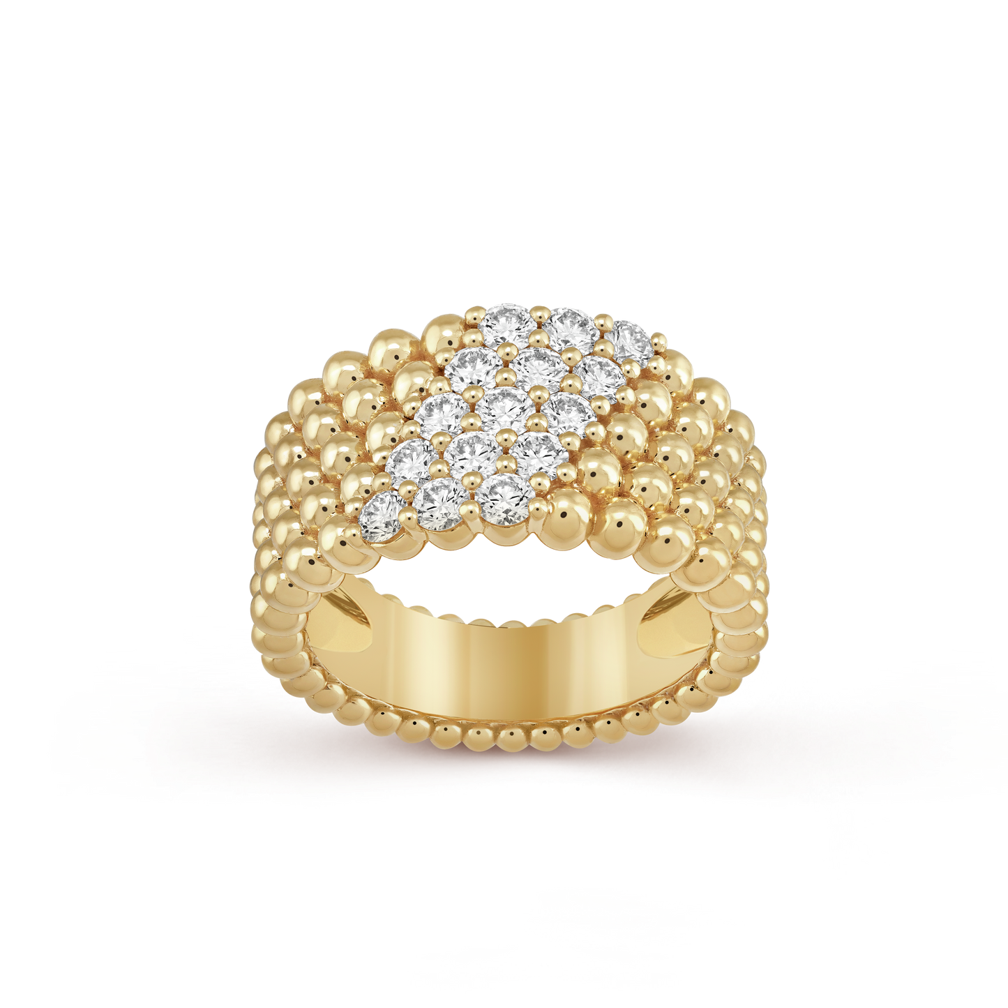 18K Perl̩e Diamonds Five Rows Ring
