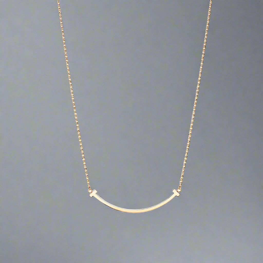18K T Smile Pendant Necklace