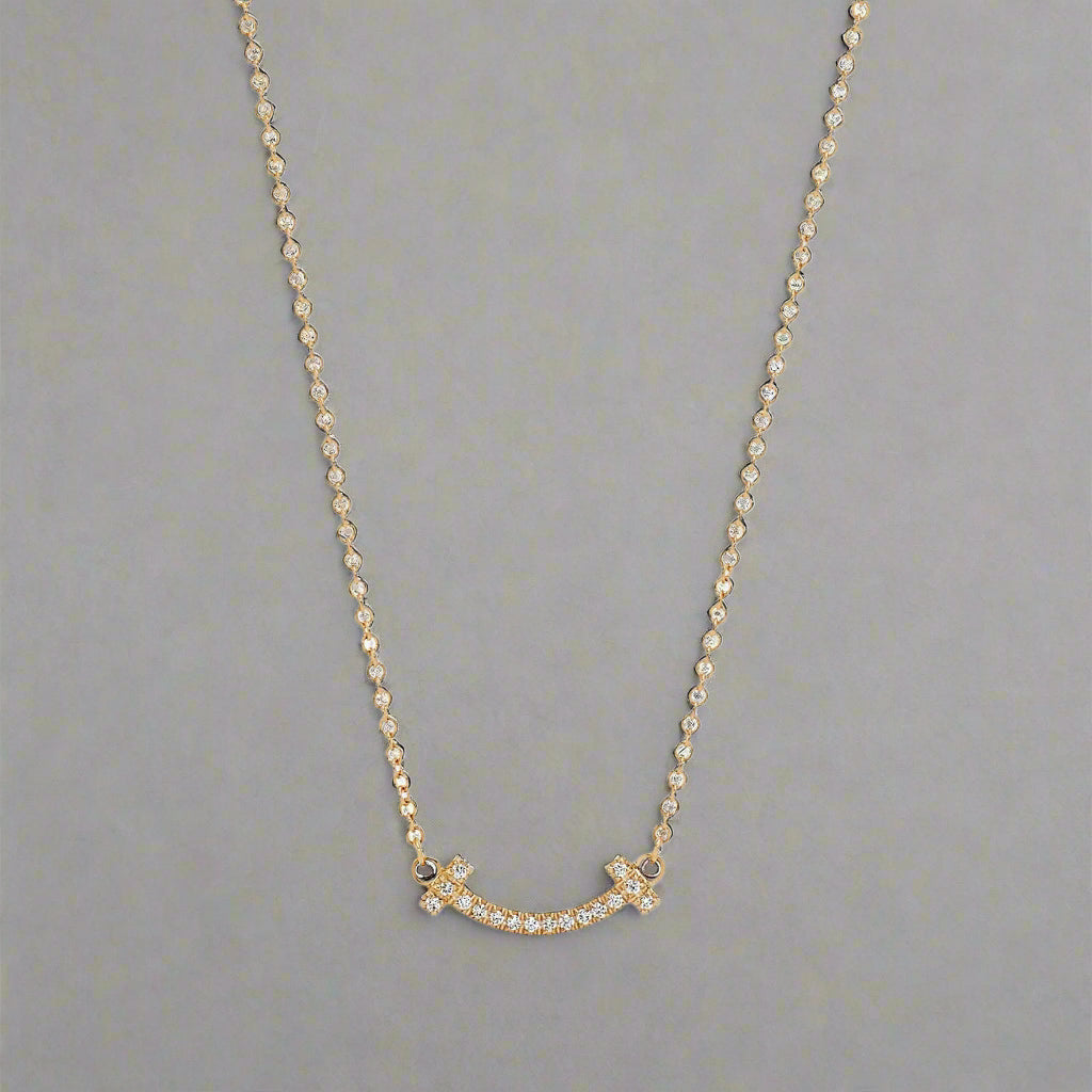 18K T Small Diamond Pendant Necklace