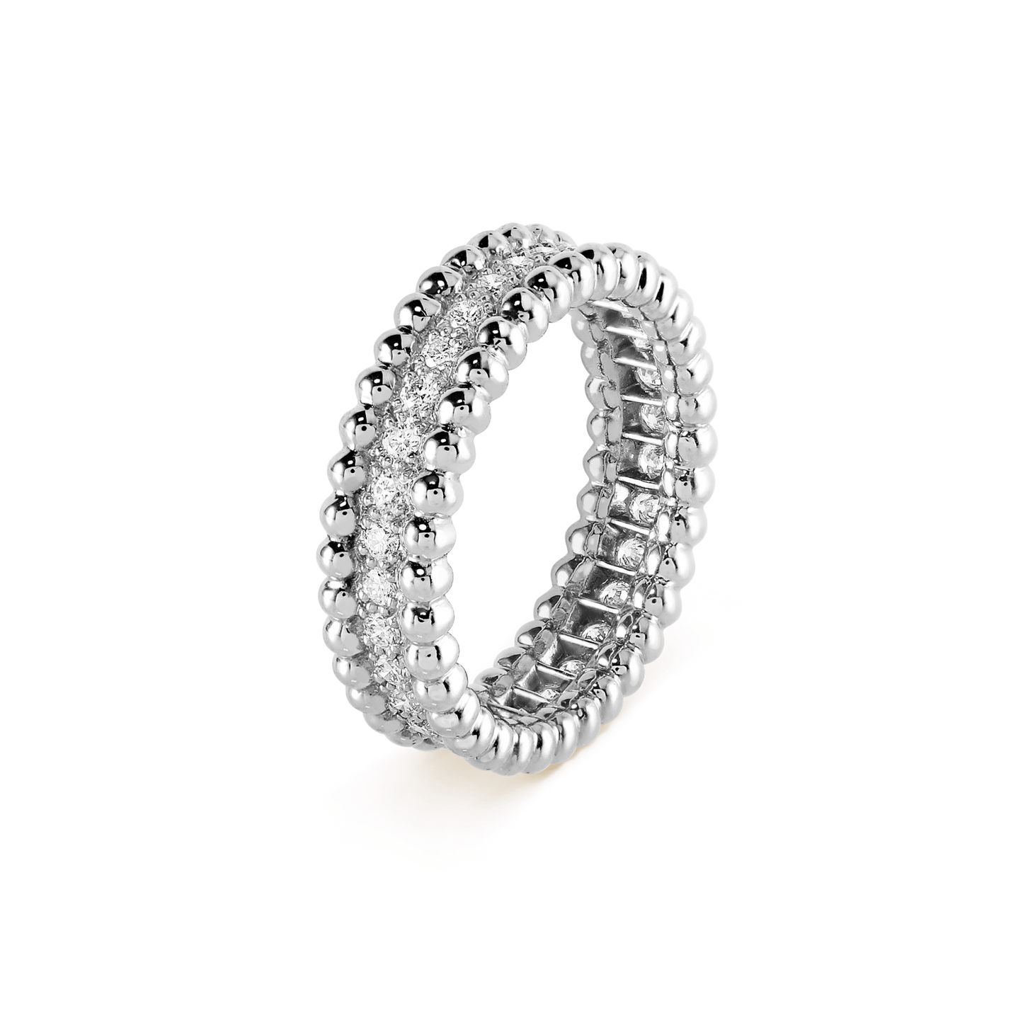 18K White Gold Perl̩e Diamonds Ring