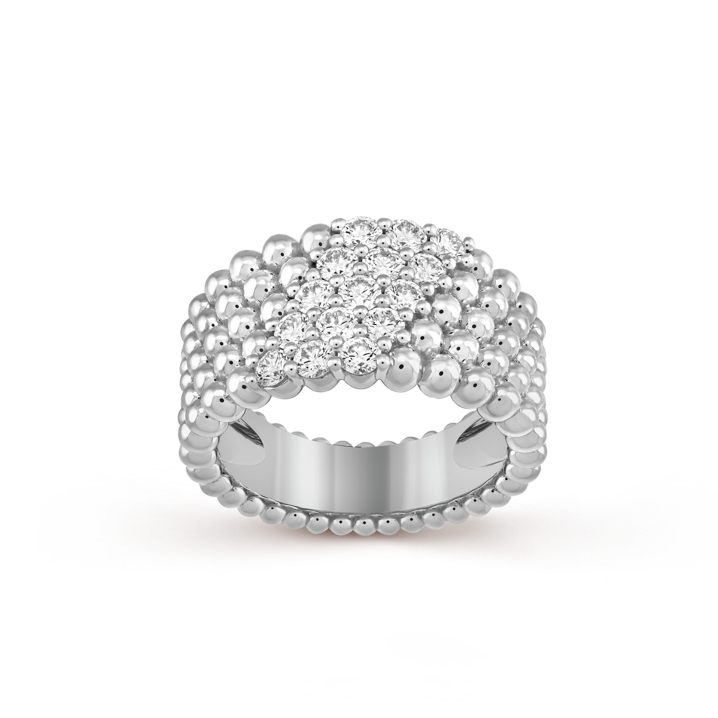18K Perl̩e Diamonds Five Rows Ring