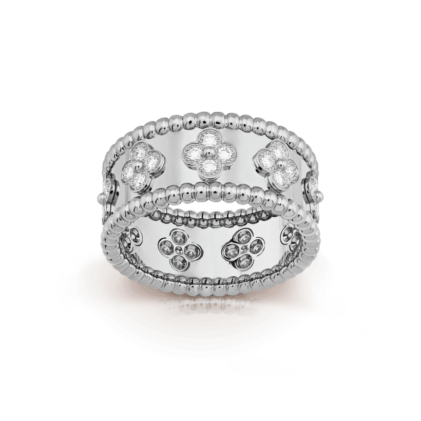 18K Perl̩e Clovers Ring
