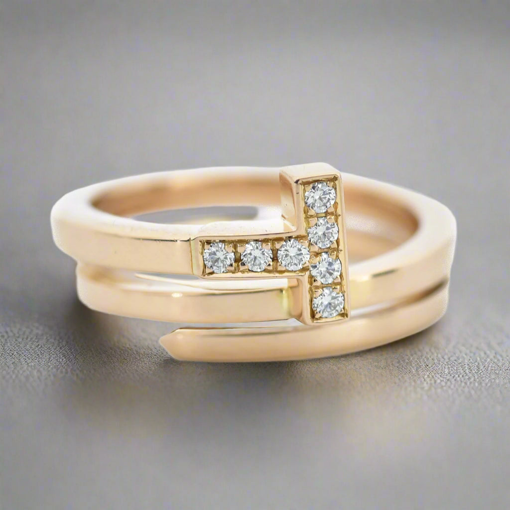 18K T Diamond Square Ring