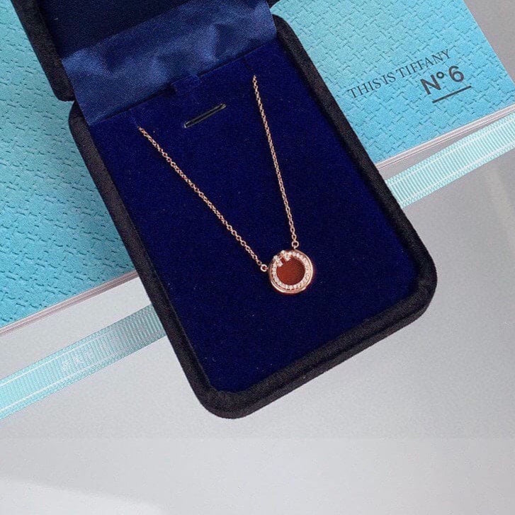 18K T Diamond & Turquoise Circle Pendant Necklace