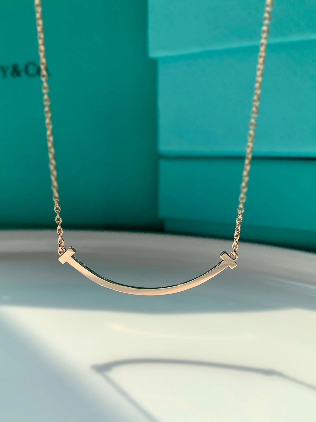 18K T Smile Pendant Necklace