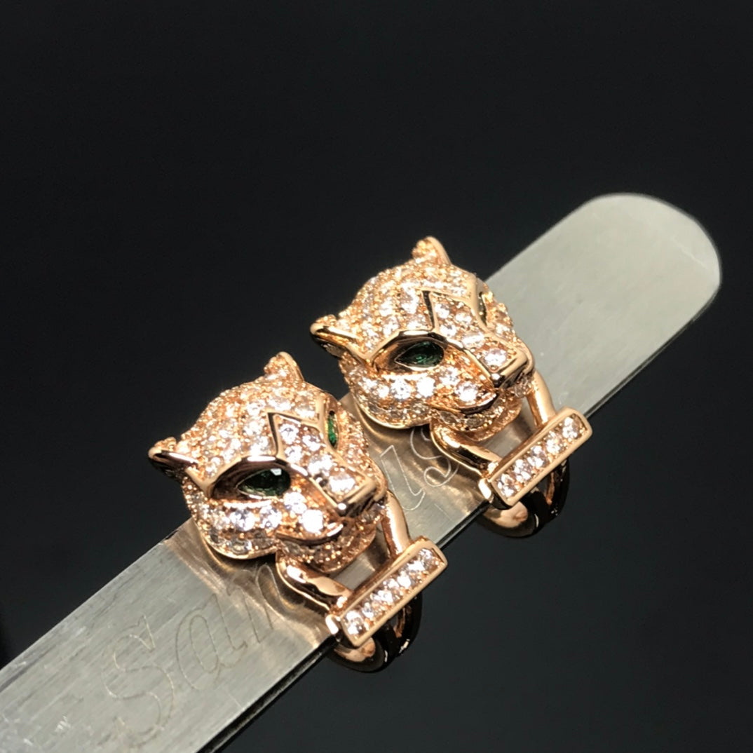 18K Panth̬re De Diamond Earrings