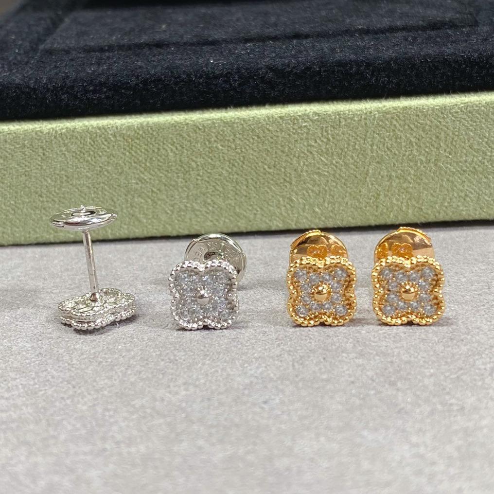 18K Vintage Alhambra Diamonds Earrings