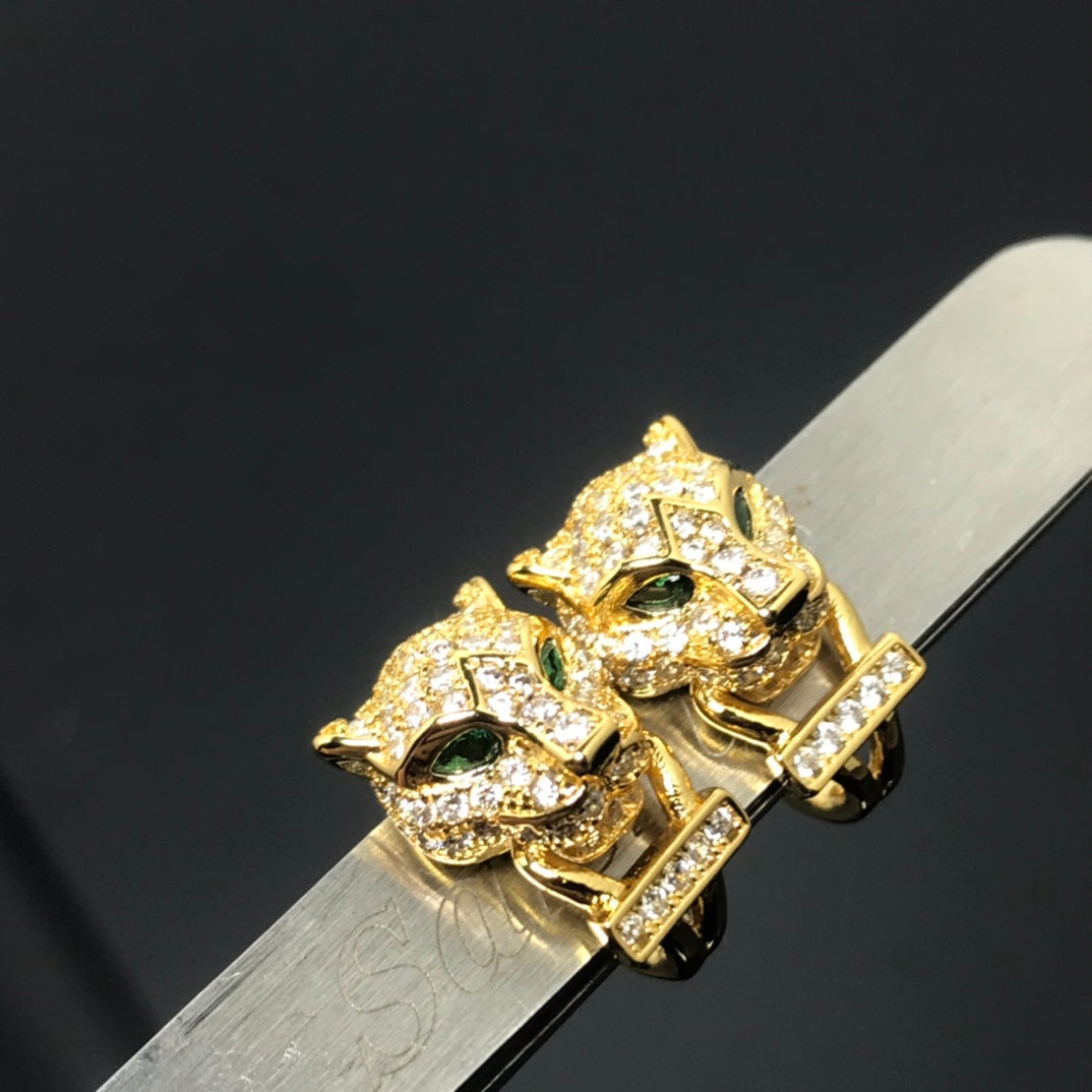 18K Panth̬re De Diamond Earrings