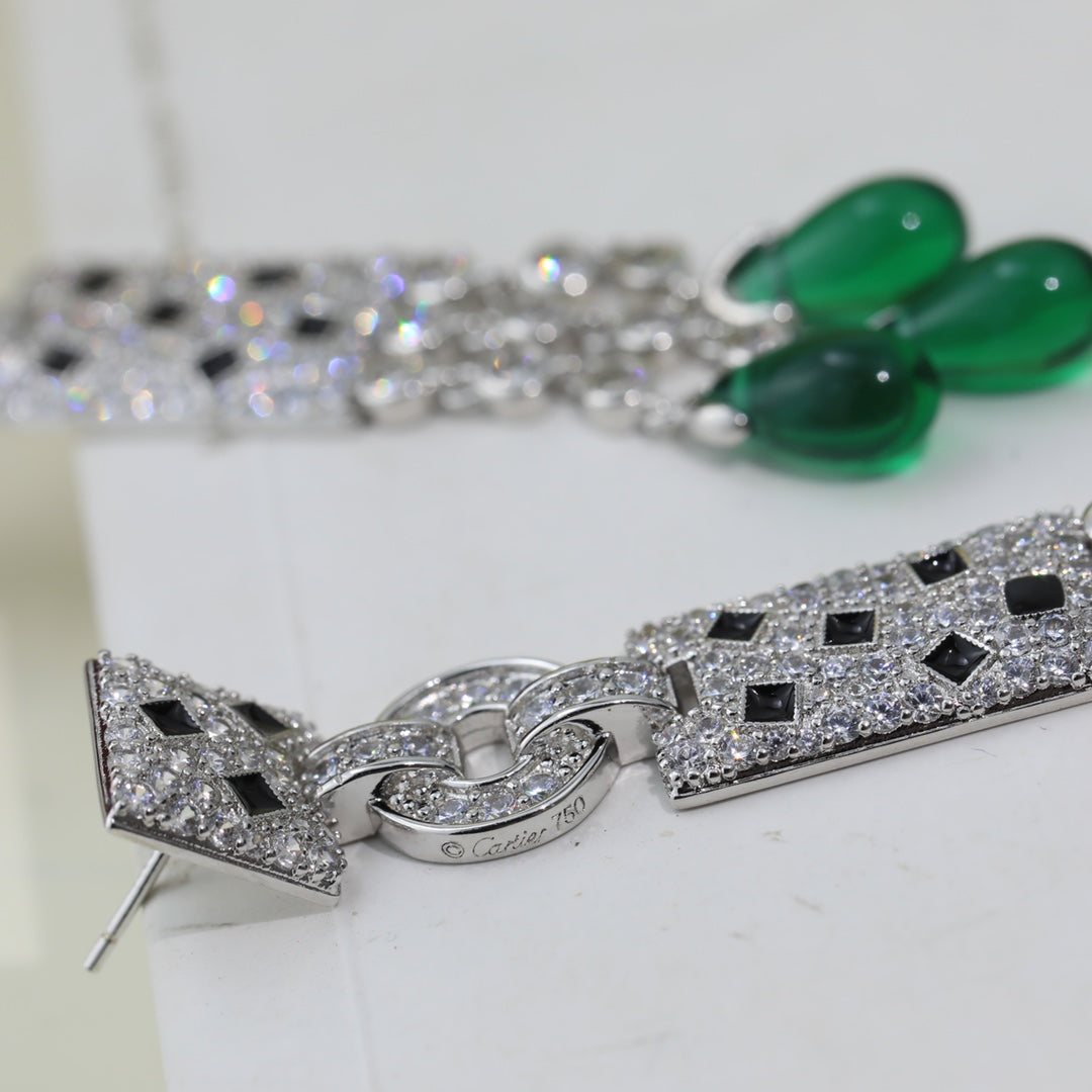 18K Panth̬re De Diamond Earrings
