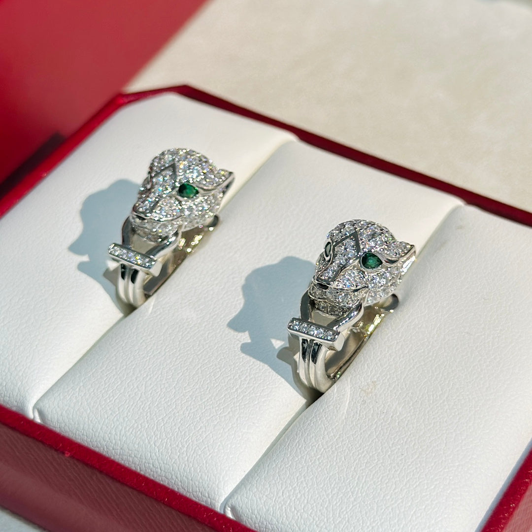 18K Panth̬re De Diamond Earrings