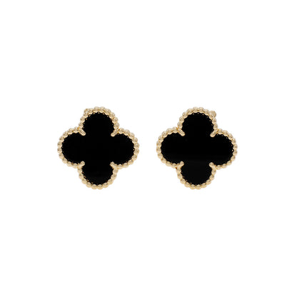 18k Vintage Alhambra Black Earrings