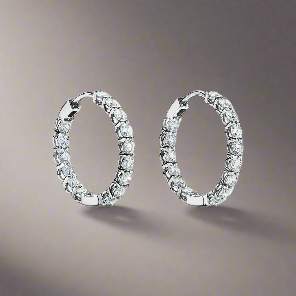 18K T Hoop Diamonds Earrings