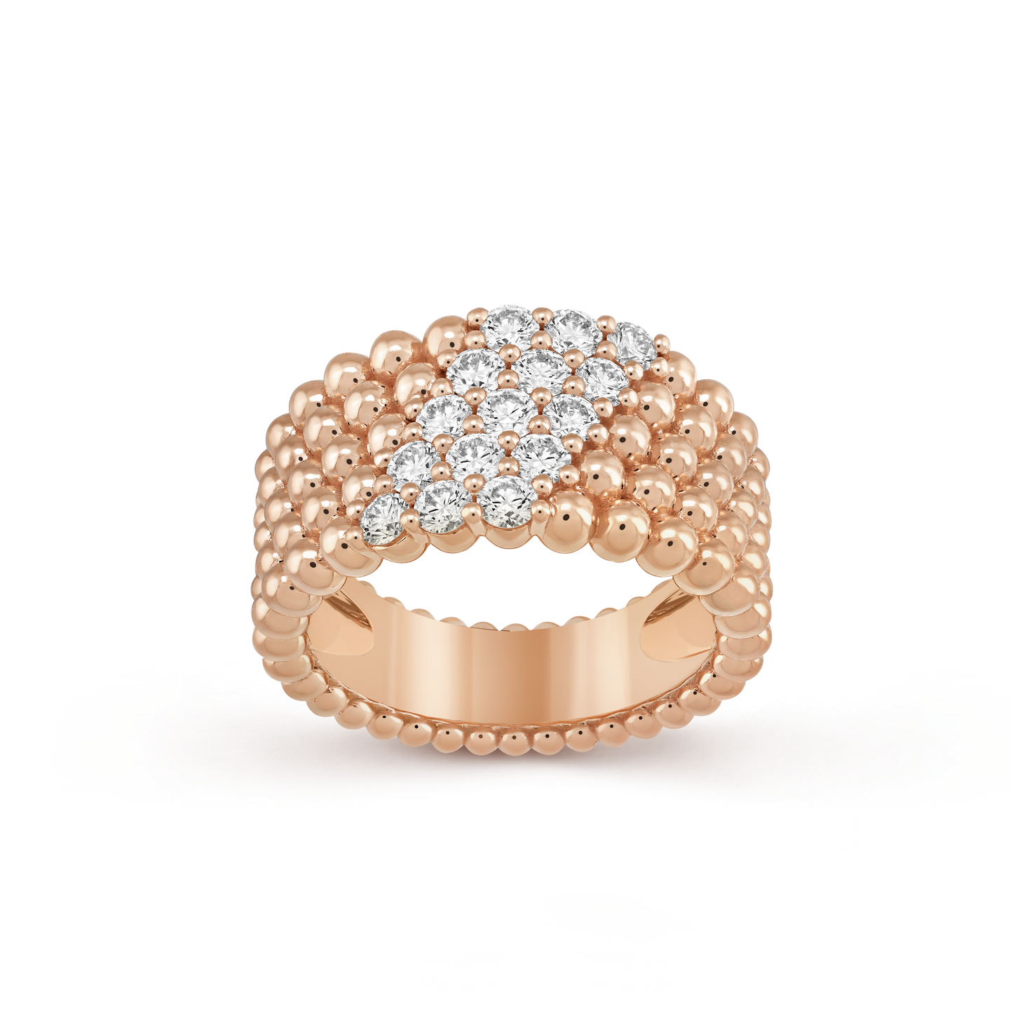 18K Perl̩e Diamonds Five Rows Ring