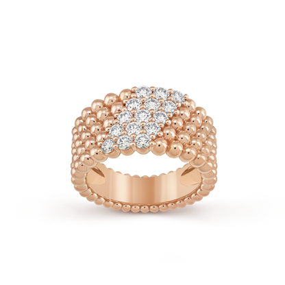 18K Perl̩e Diamonds Five Rows Ring