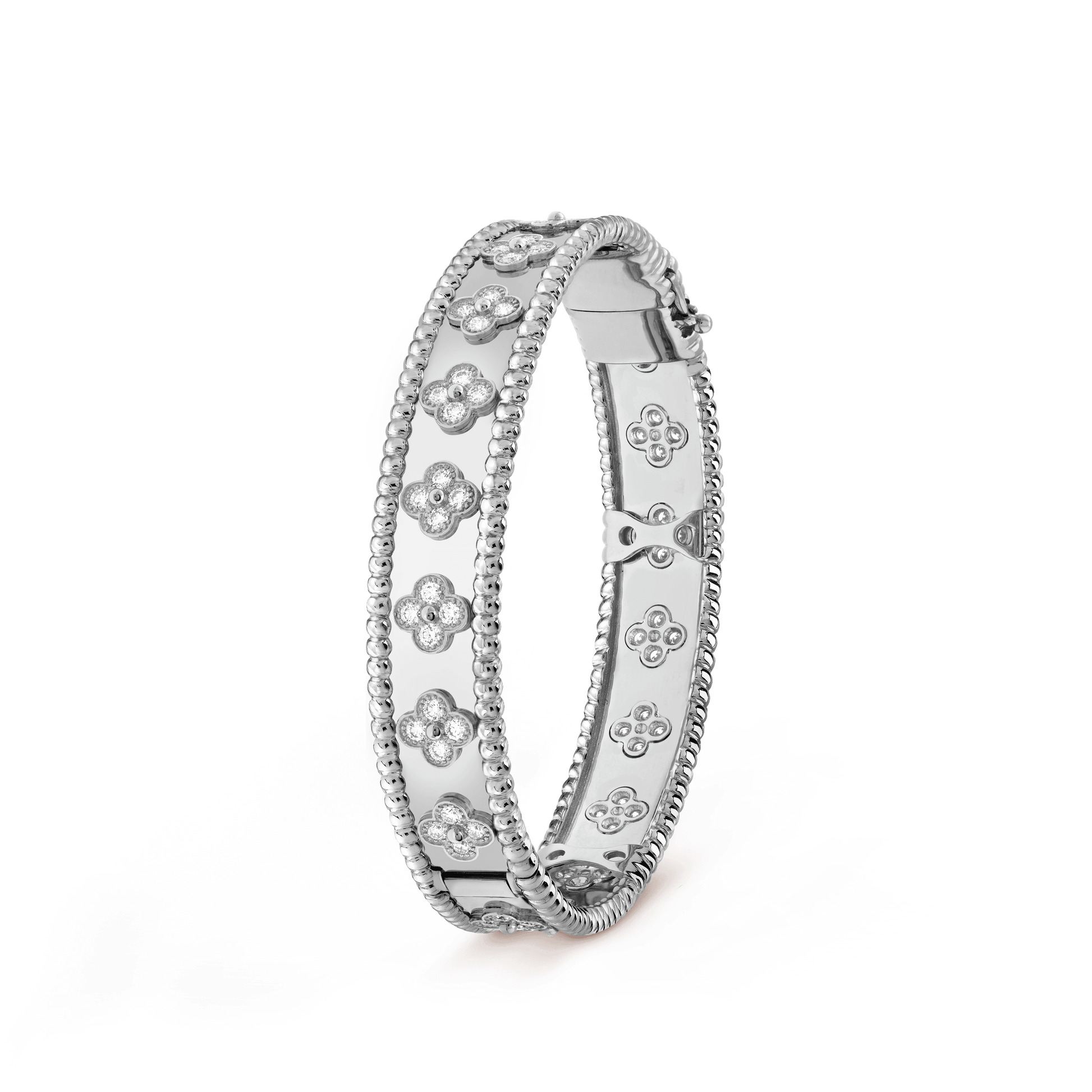 18K White Gold Perl̩e Clovers Bracelet