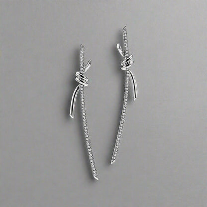 18K T Knot Drop Diamonds Earrings