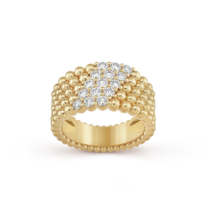 18K Perl̩e Diamonds Five Rows Ring