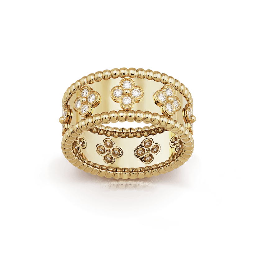 18K Perl̩e Clovers Ring