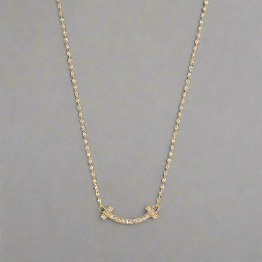 18K T Small Diamond Pendant Necklace