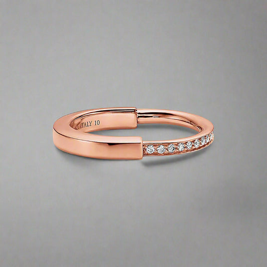 18K T Lock Diamonds Rose Gold Ring