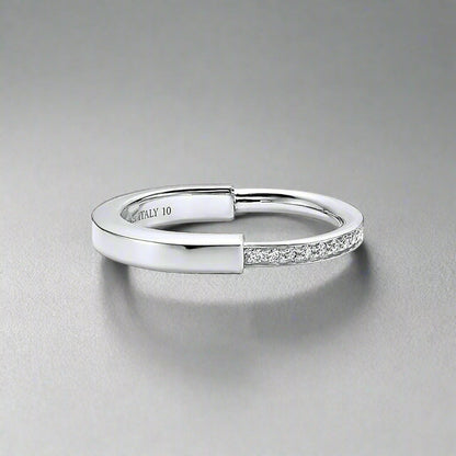 18K T Lock Diamonds White Gold Ring
