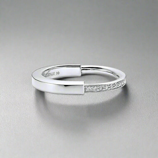 18K T Lock Diamonds White Gold Ring