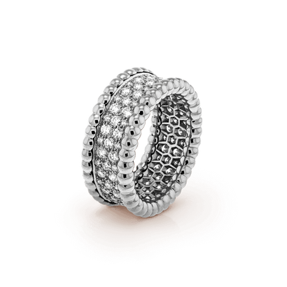 18K Perl̩e Diamonds 3 Row Ring