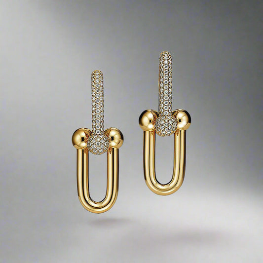 18K T HardWear Large Link Diamonds Earrings