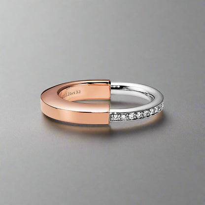 18K T Lock Diamond Rose Gold Ring