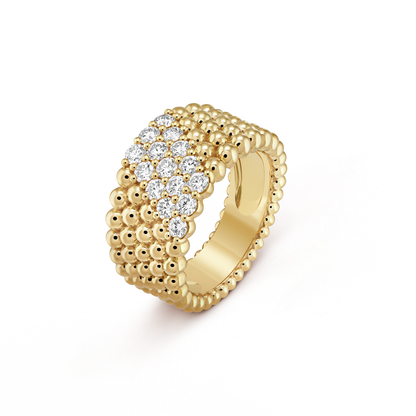 18K Perl̩e Diamonds Five Rows Ring