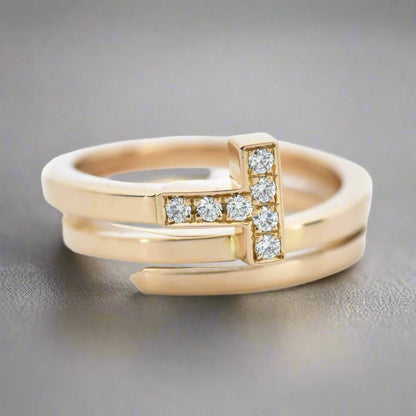 18K T Diamond Square Ring