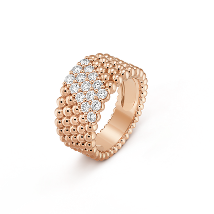 18K Perl̩e Diamonds Five Rows Ring