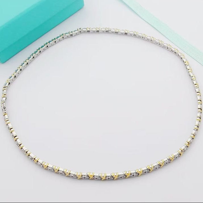 18K T Schlumberger Eighteen Stone Choker Necklace