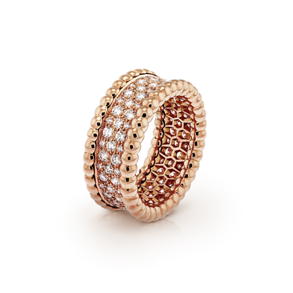 18K Perl̩e Diamonds 3 Row Ring