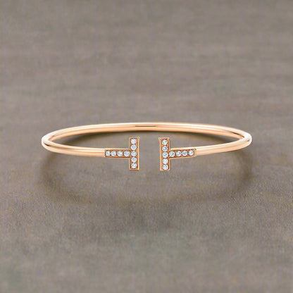 18K T Diamond Wire Bracelet
