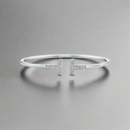 18K T Diamond Wire Bracelet