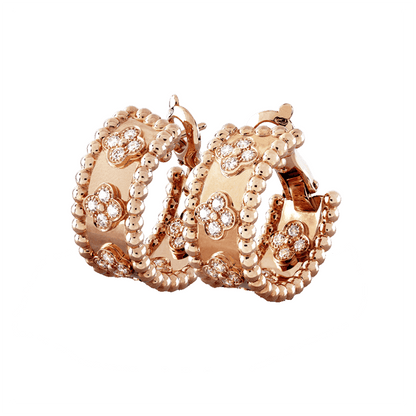 18K Perl̩e Clovers Hoop Earrings