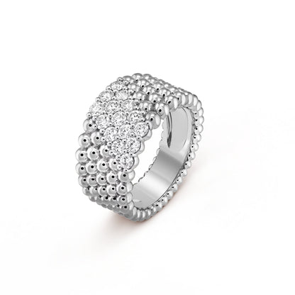 18K Perl̩e Diamonds Five Rows Ring
