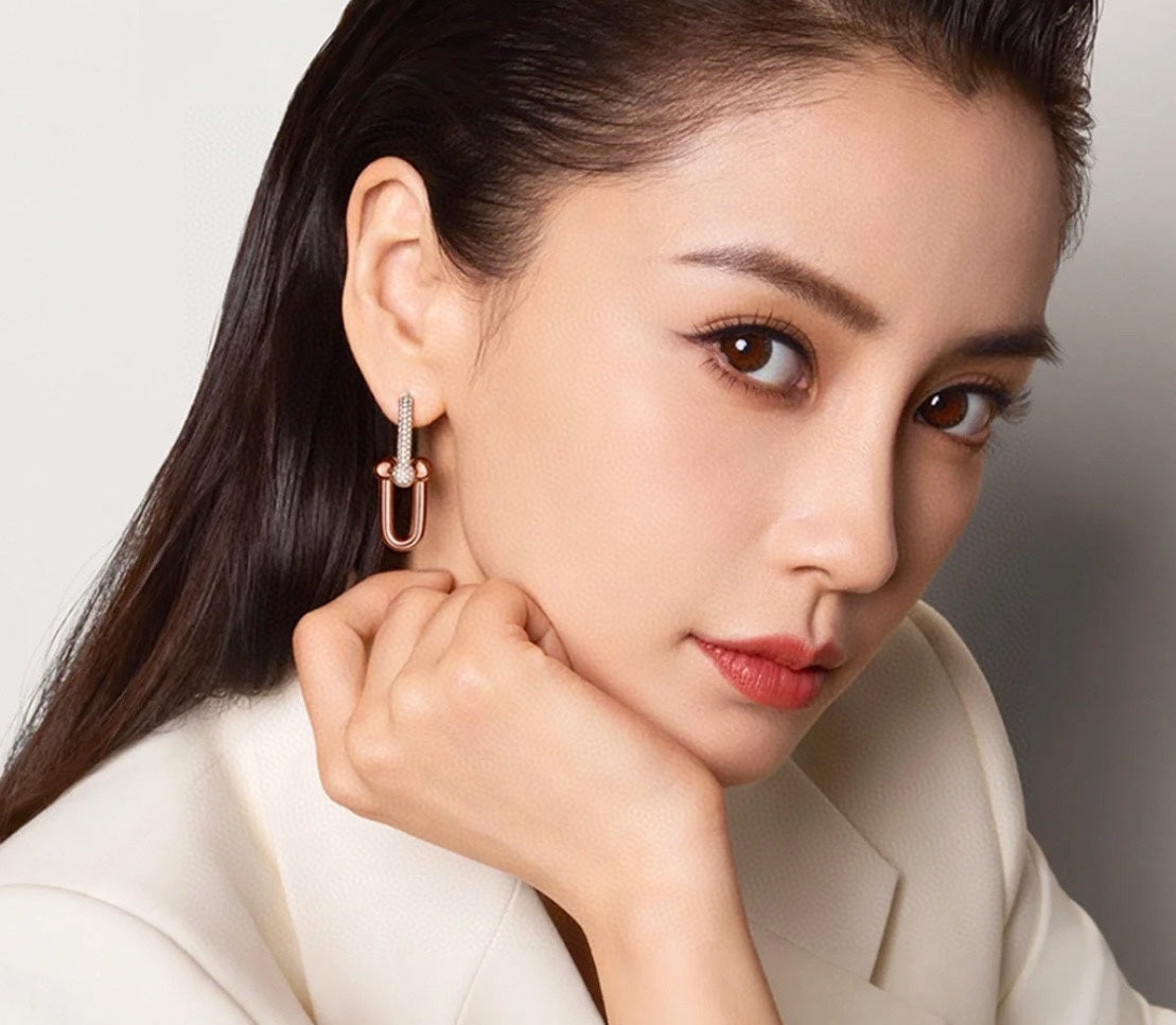 18K T HardWear Large Link Diamonds Earrings