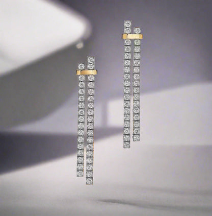 18K T Edge Drop Earrings