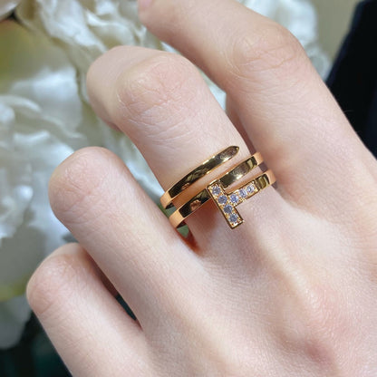 18K T Diamond Square Ring