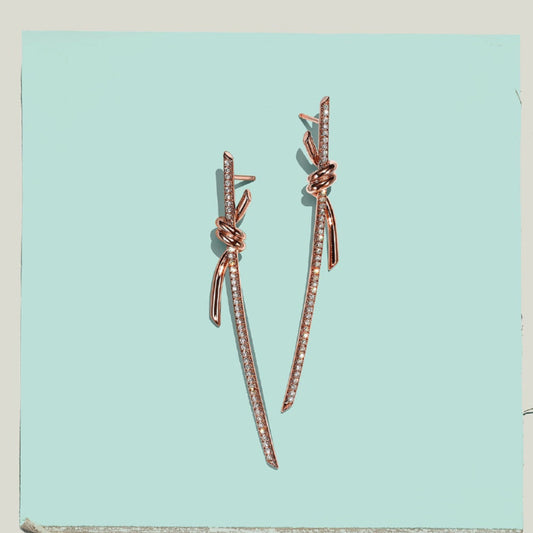 18K T Knot Drop Diamonds Earrings