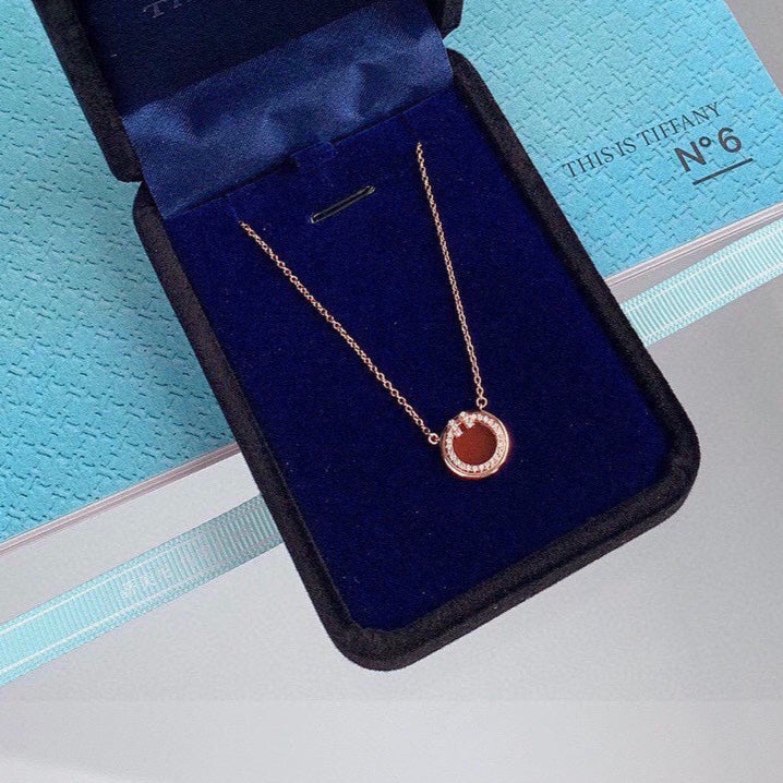 18K T Diamond & Turquoise Circle Pendant Necklace