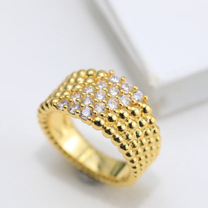 18K Perl̩e Diamonds Five Rows Ring