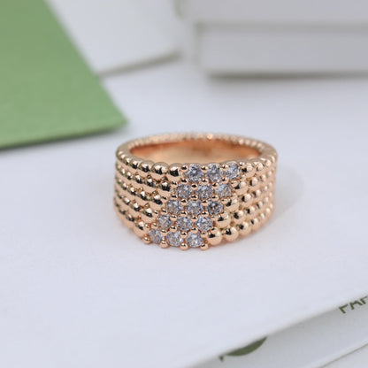 18K Perl̩e Diamonds Five Rows Ring