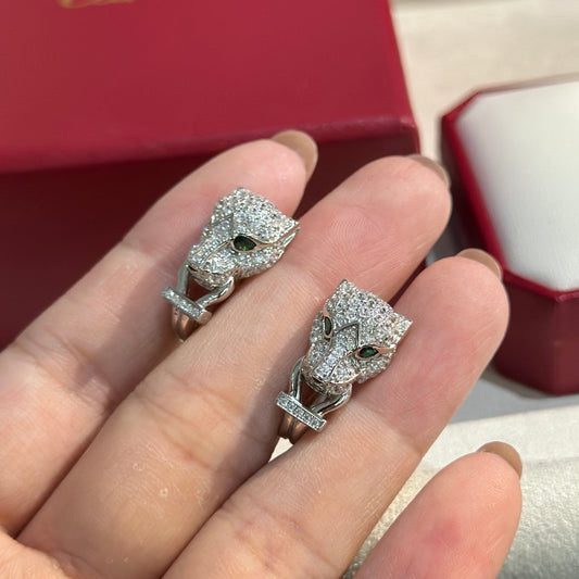18K Panth̬re De Diamond Earrings