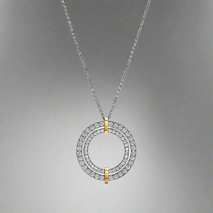 18K T Edge Circle Diamond Pendant Necklace